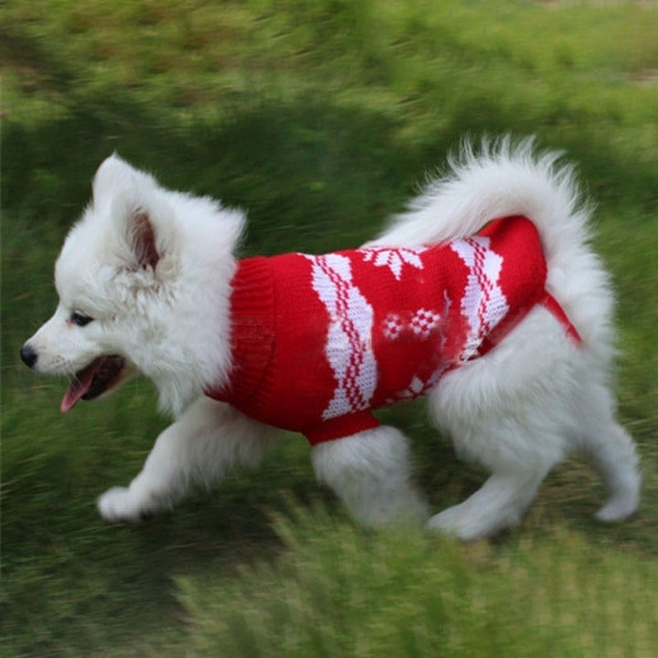 Christmas Snowflake Pet Dog Cat Autumn Winter Sweaters Warm Pullover Hoodie Costume Image 3