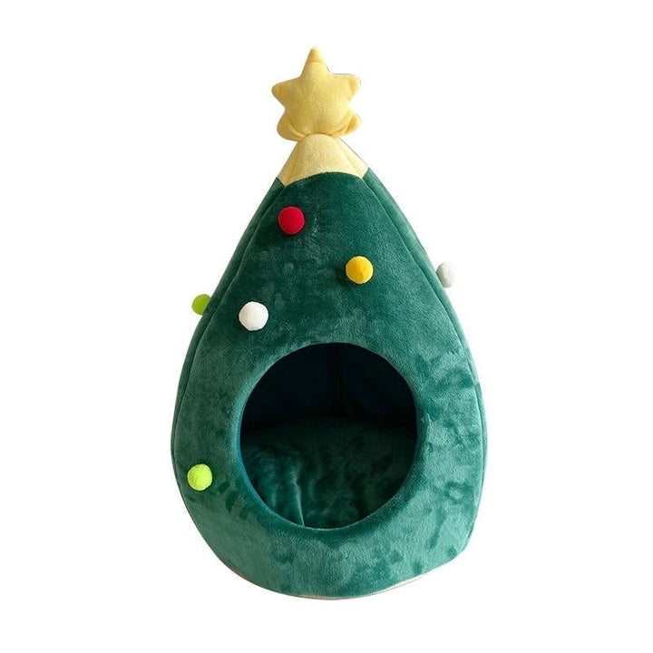 Christmas Tree Cat Litter Kennel Winter Warm Pet Nest Winter Cat House Pet Supplies Pet Bed Image 1