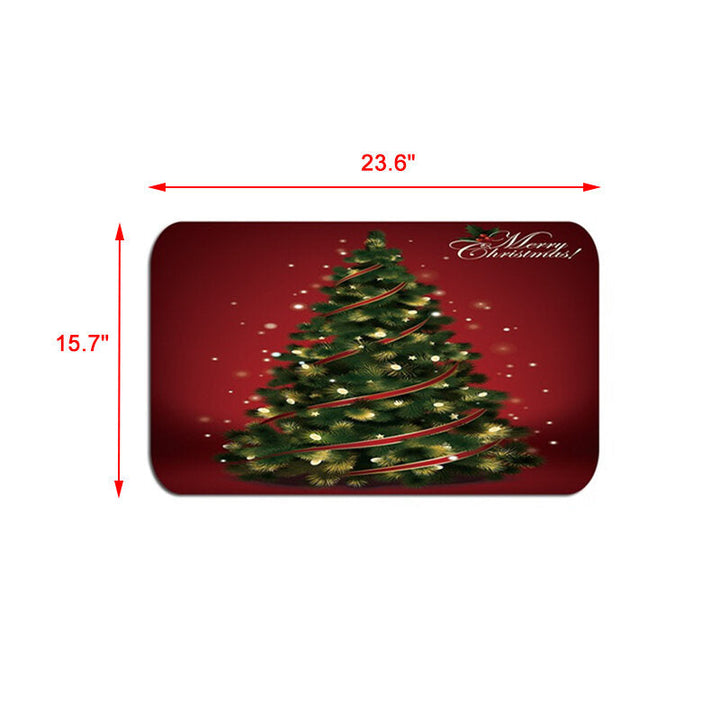 Christmas Tree Waterproof Shower Curtain Set Anti-slip Bath Mat Toilet Seat Cover Floor Mat Set Image 7