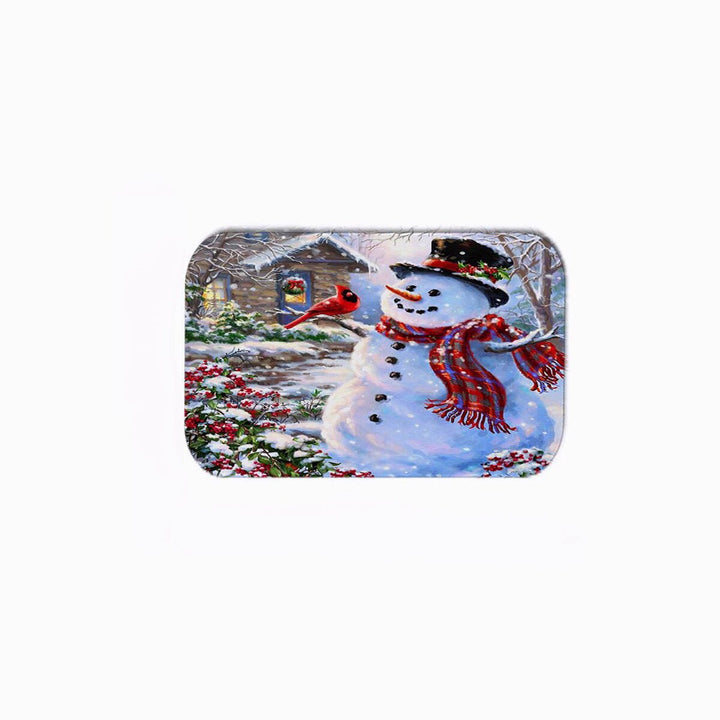 Christmas Snowman 3D Printed Bathroom Curtain Waterproof Anti-slip Christmas Snowman Bath Mat Set Image 8