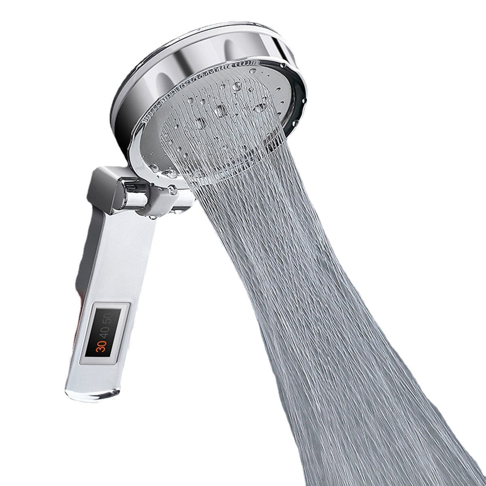 Clamshell Hand Held Digital Shower Head Back Cover Rubbing 3-Level Temperature Display Image 2