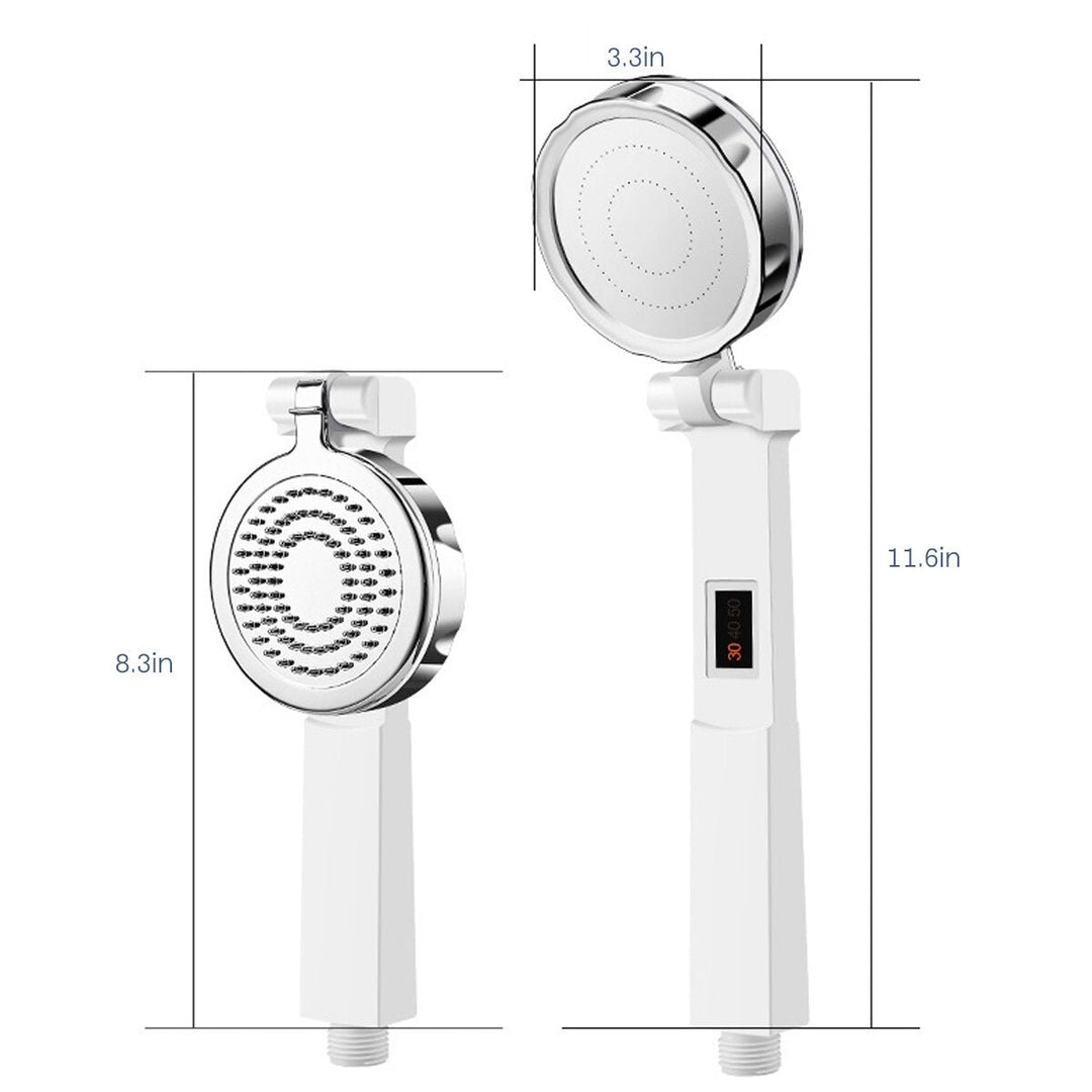 Clamshell Hand Held Digital Shower Head Back Cover Rubbing 3-Level Temperature Display Image 5