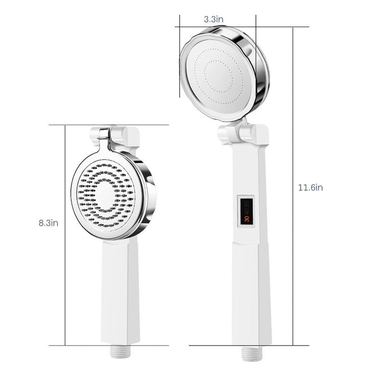 Clamshell Hand Held Digital Shower Head Back Cover Rubbing 3-Level Temperature Display Image 5