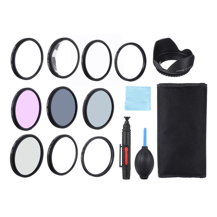 Close-up +1/+2/+4/+10 UV CPL FLD ND2/4/8 49/52/55/58/62/67/72/77mm Lens Filter Hood Cap Blower Brush Kit Set Image 1