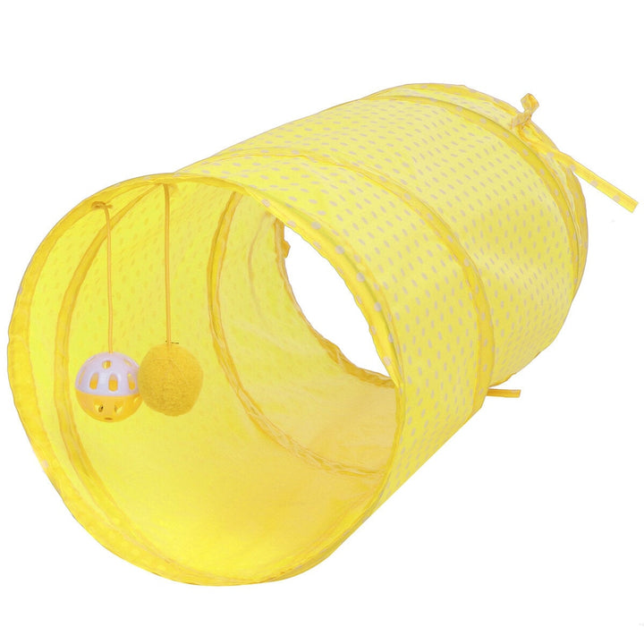 Collapsible Training Pet Cat Tunnel Toy with Bell And Plush Ball 2 Ways Tube Image 4