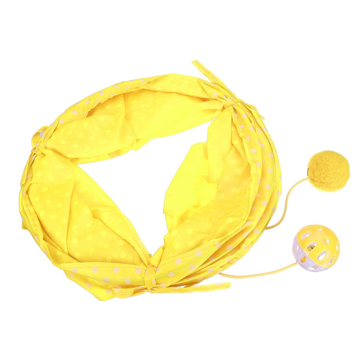 Collapsible Training Pet Cat Tunnel Toy with Bell And Plush Ball 2 Ways Tube Image 5