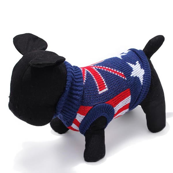 Dark Blue UK Flag Pet Dog Knitted Breathable Sweater Outwear Apparel Image 6