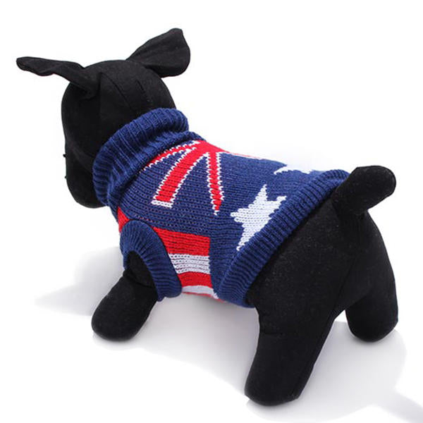 Dark Blue UK Flag Pet Dog Knitted Breathable Sweater Outwear Apparel Image 7