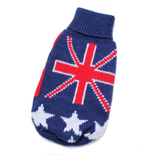 Dark Blue UK Flag Pet Dog Knitted Breathable Sweater Outwear Apparel Image 8