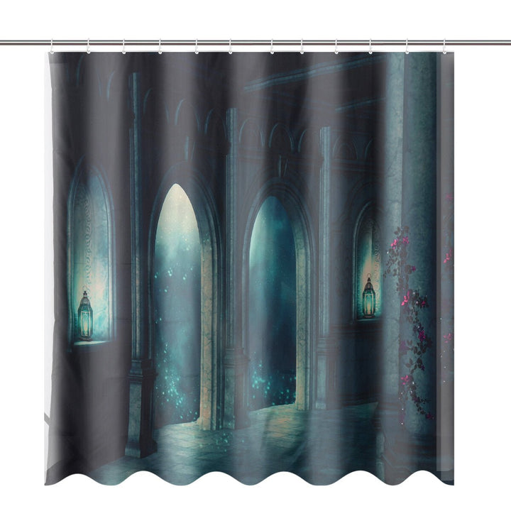 Dark Castle Printed Waterproof Shower Curtain Anti-slip Toilet Mat Carpet Set Image 5