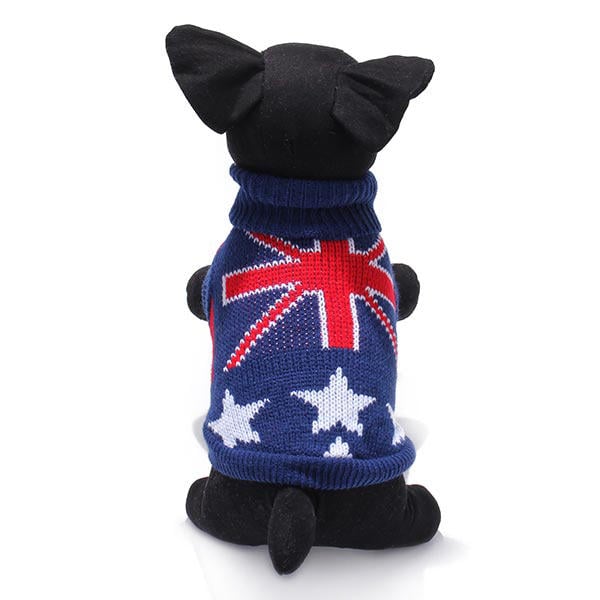 Dark Blue UK Flag Pet Dog Knitted Breathable Sweater Outwear Apparel Image 10