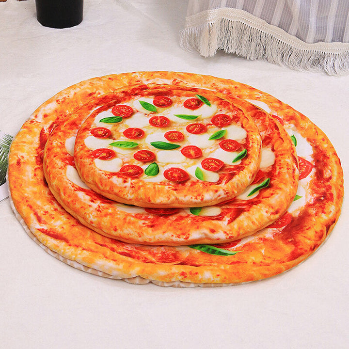 Delicious Pizza Fried Eggs Bacon Chinese Cabbage Pattern Pet Mat Round Cat Puppy Bed Blanket Dog Mat Pet Cat Sleeping Image 3