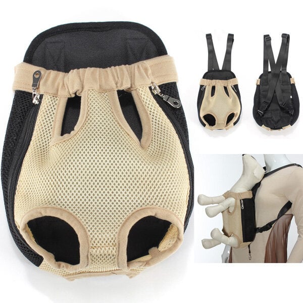 Delicate Breathable Mesh Fabric Dog Carrier Pet Chest Backpack Image 1