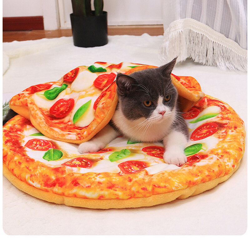 Delicious Pizza Fried Eggs Bacon Chinese Cabbage Pattern Pet Mat Round Cat Puppy Bed Blanket Dog Mat Pet Cat Sleeping Image 11