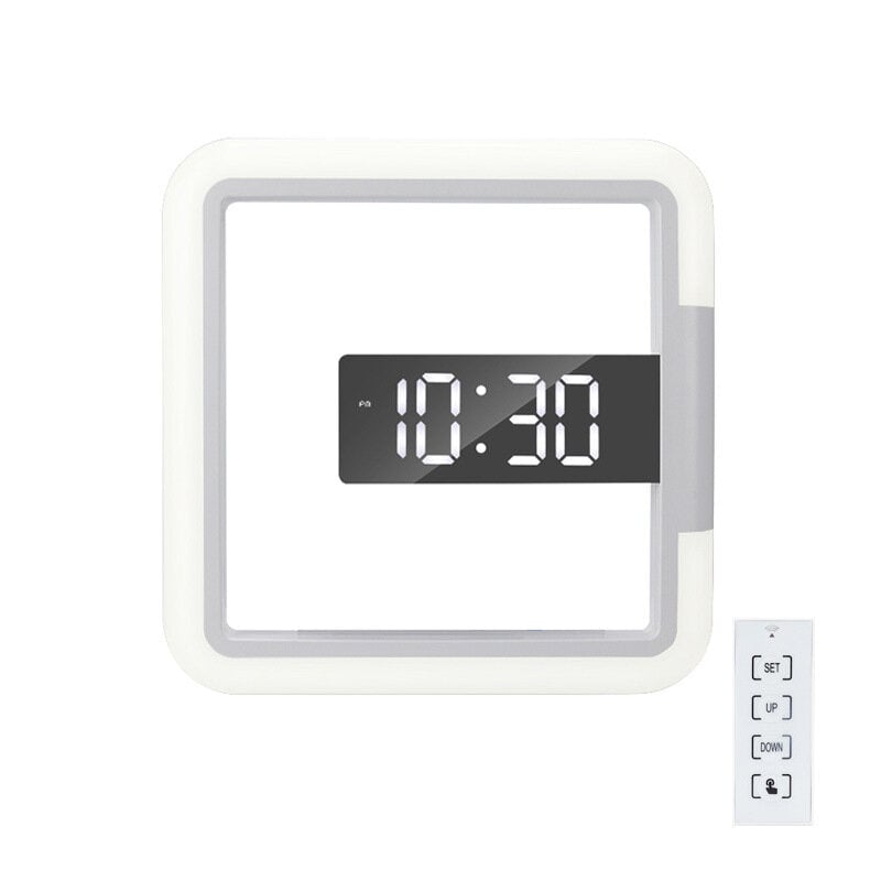 Digital Clock LED Wall Remote Controled RGB Mirror Clock Image 1