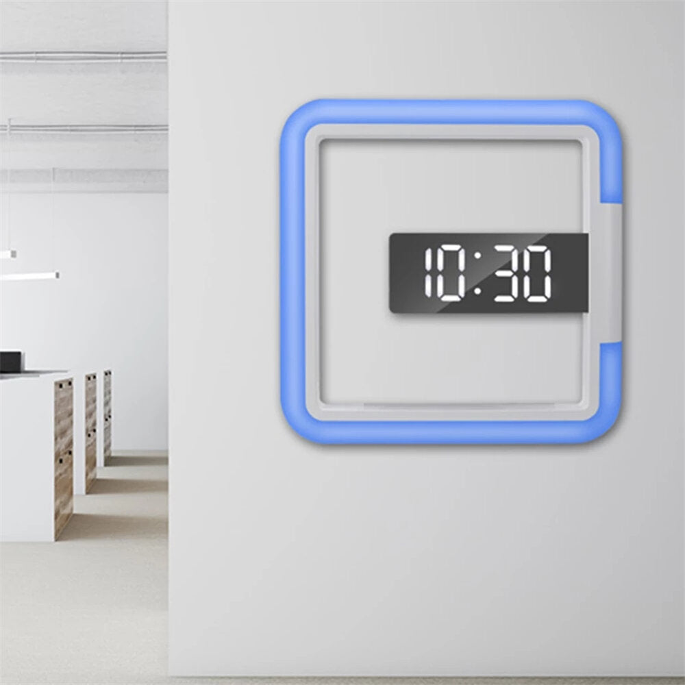 Digital Clock LED Wall Remote Controled RGB Mirror Clock Image 4