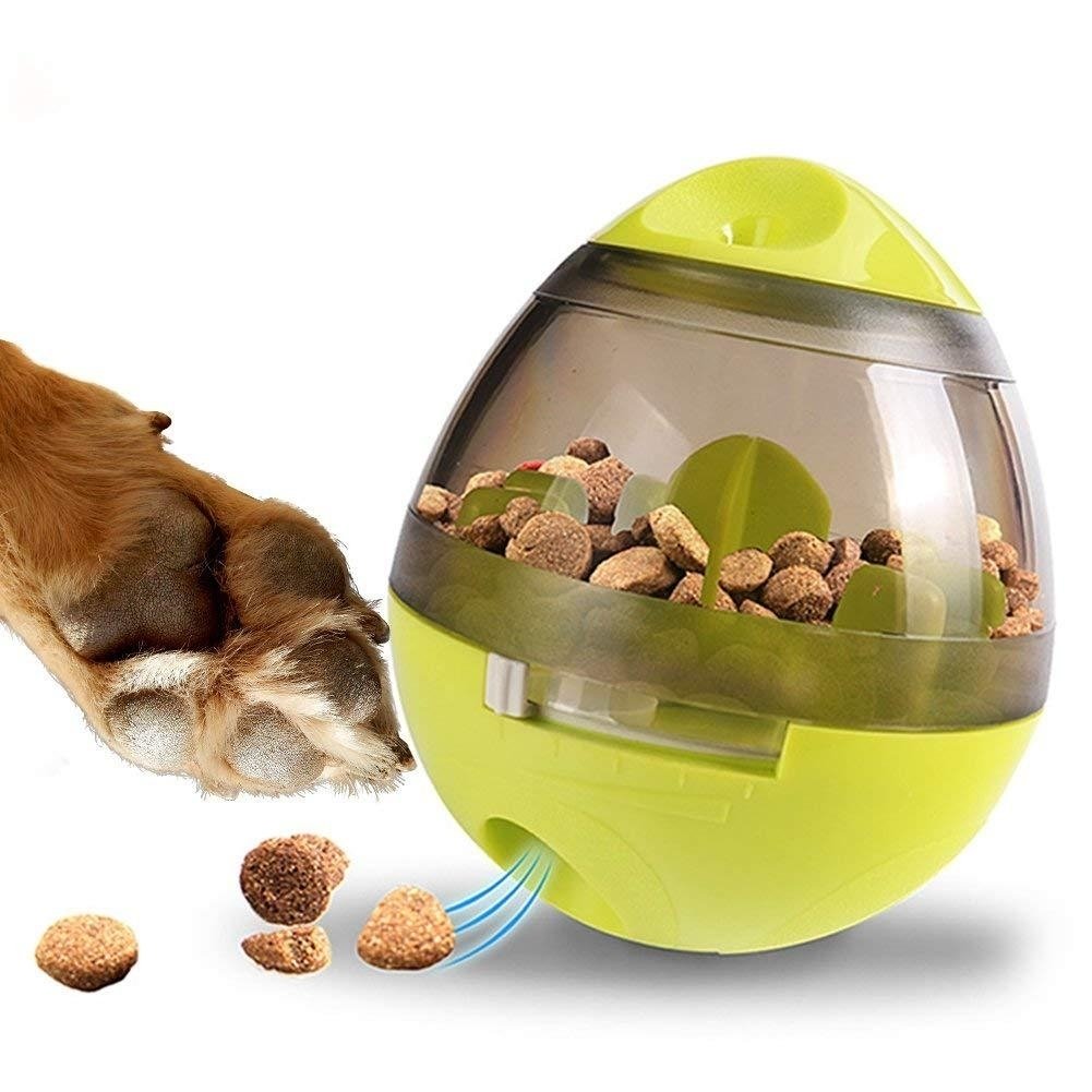 Creative Egg Shape Tumbler Pet Food Dispenser Dog Cat IQ Treat Toy Pet Bowl Image 3