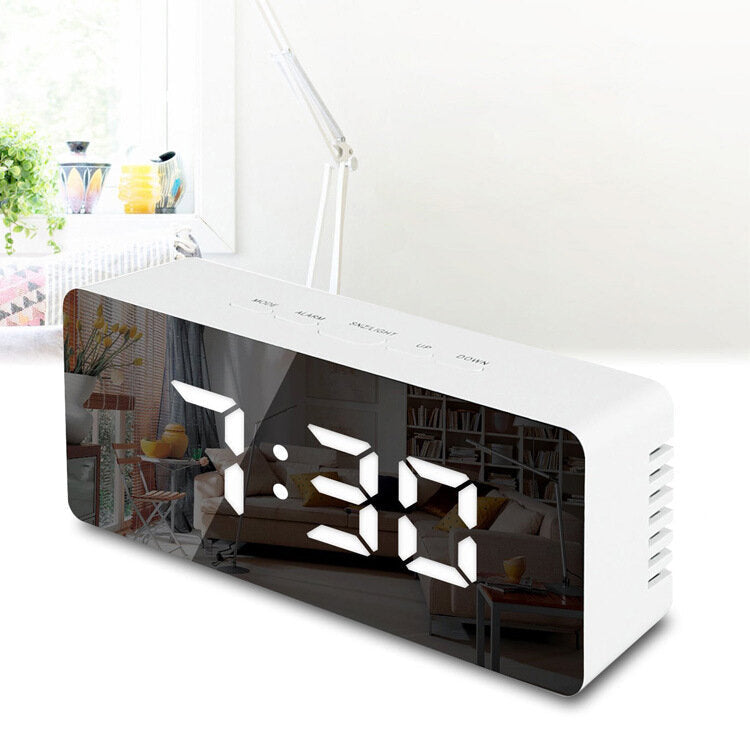 Creative Mirror Alarm Clock LED Digital Display Multi-functional Battery Plug-in Dual-use Clock Image 4