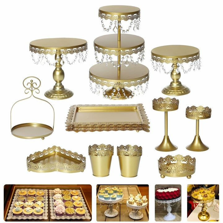 Crystal Metal Plate Cake Display Cupcake Stand Birthday Party Wedding Decorations Image 8