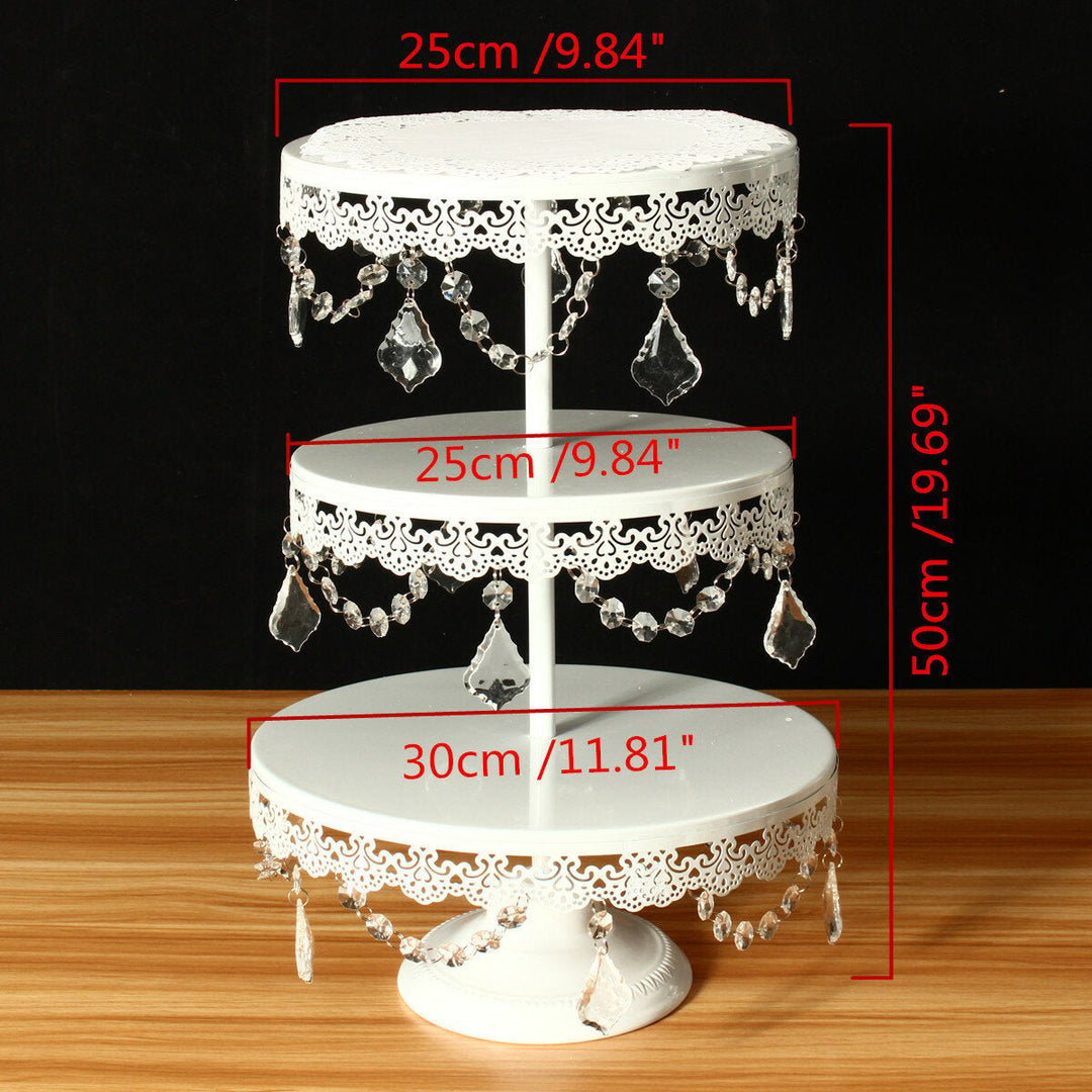 Crystal Metal Plate Cake Display Cupcake Stand Birthday Party Wedding Decorations Image 9