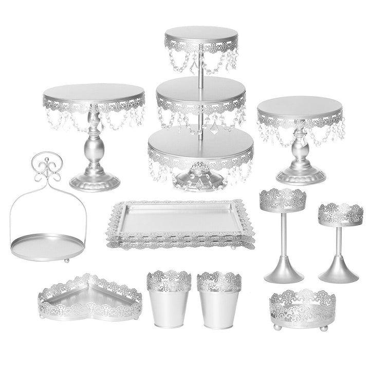 Crystal Metal Plate Cake Display Cupcake Stand Birthday Party Wedding Decorations Image 12