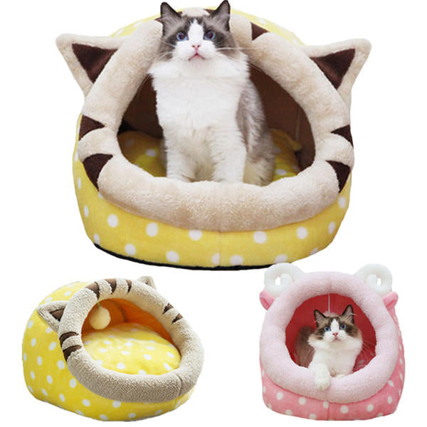 Cute Animal Design Comfortable Indoor House Bed Pet Dog Cat Nests Pad Soft Fleece Bed Image 1