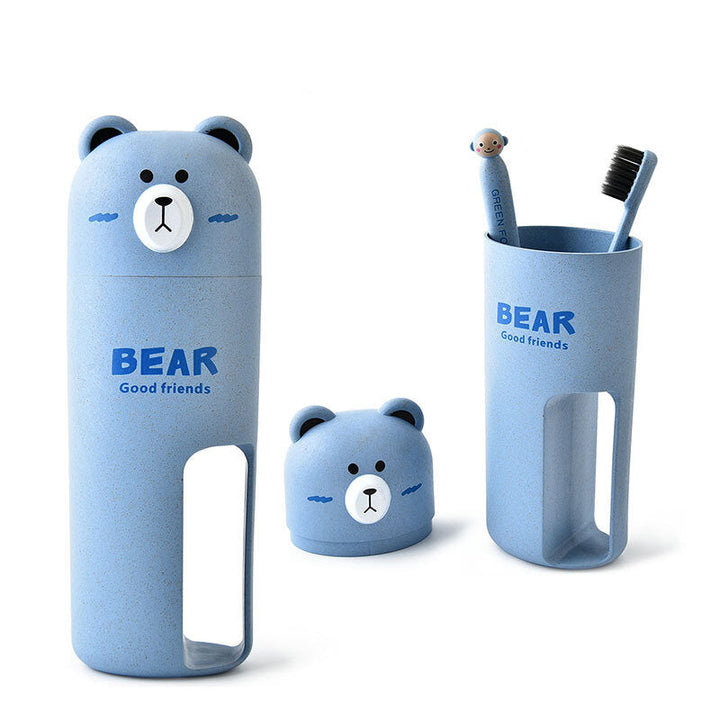 Cute Bear Travel Portable Toothbrush Handle Cup Design 4 Color Options Organizer Storage Box Image 4