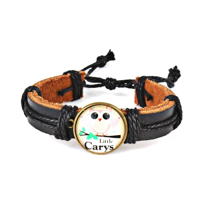 Cute Lovely Round Owl Woven Leather Wrist Bracelet for Women Vintage Jewelry Image 1