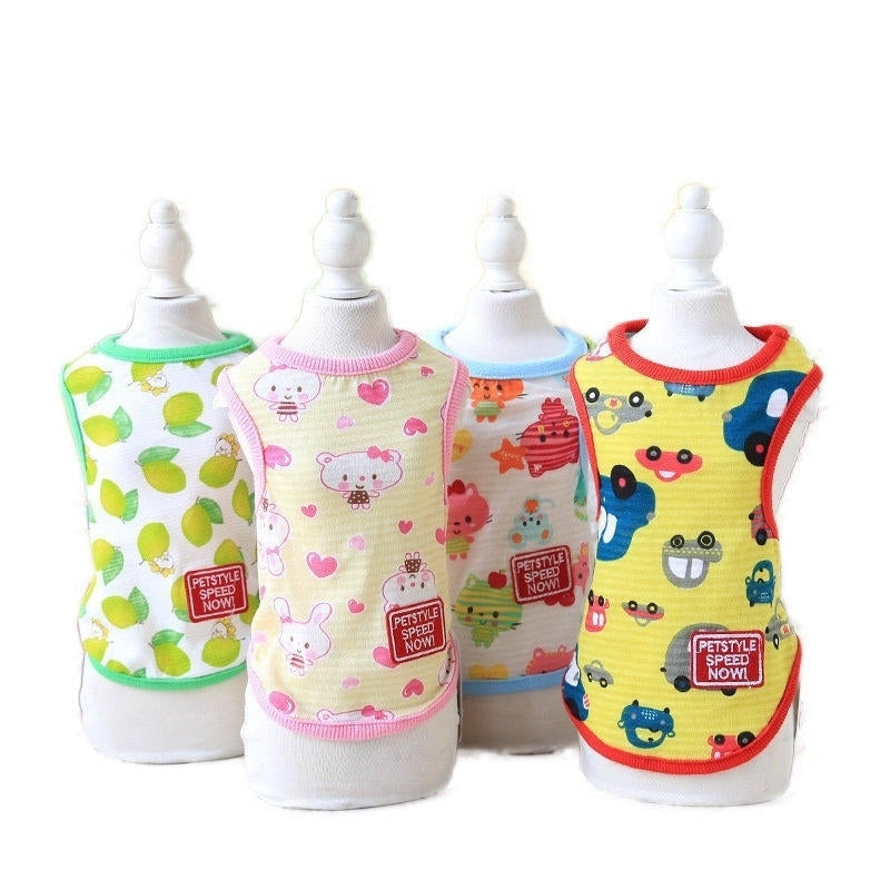 Cute Pet Vest Puppy Dog Cats Clothes for Teddy Poodle Small Dog Pet T-shirt Image 1