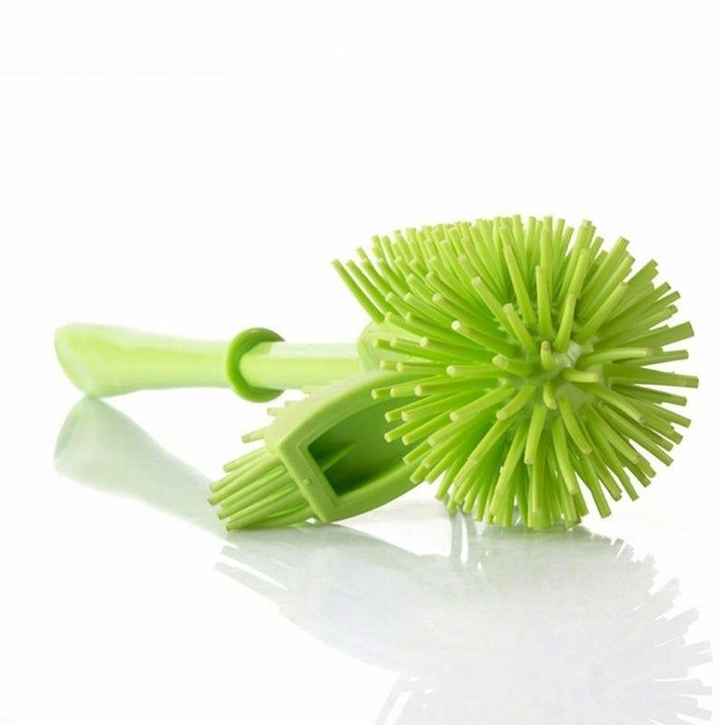 Cylinder Handle Toilet Brush and Base Plastic Cleaning Brush Long Double-sided Portable Bathroom Acces Image 7