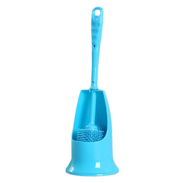 Cylinder Handle Toilet Brush and Base Plastic Cleaning Brush Long Double-sided Portable Bathroom Acces Image 9