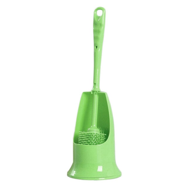 Cylinder Handle Toilet Brush and Base Plastic Cleaning Brush Long Double-sided Portable Bathroom Acces Image 10