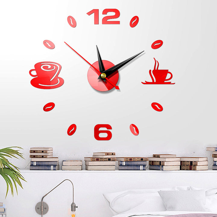 DIY Wall Clock Acrylic Mirror Sticker Self-Adhesive Home Decoration 3D Image 2