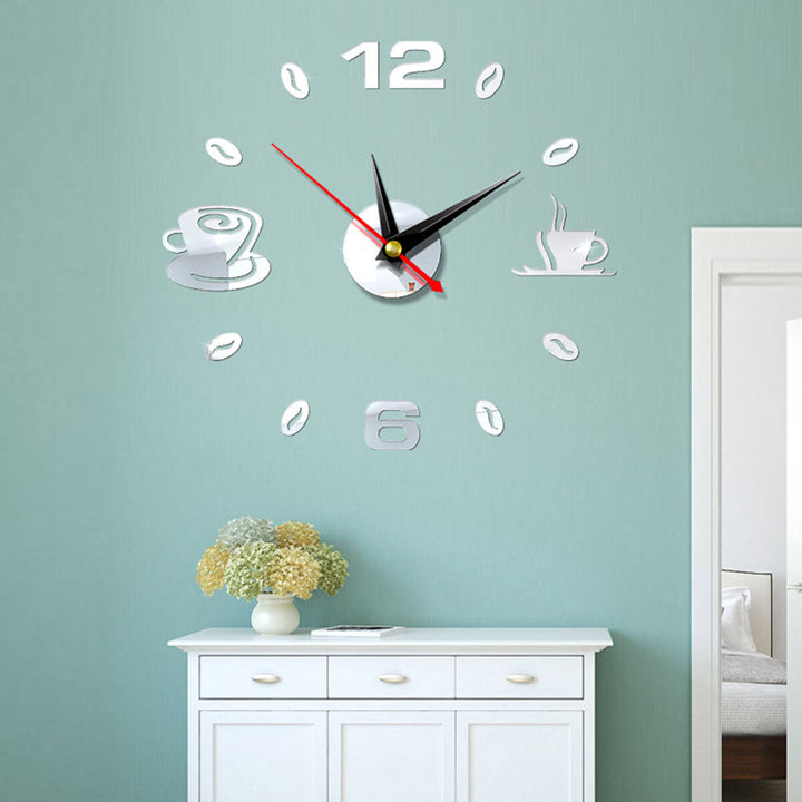 DIY Wall Clock Acrylic Mirror Sticker Self-Adhesive Home Decoration 3D Image 3