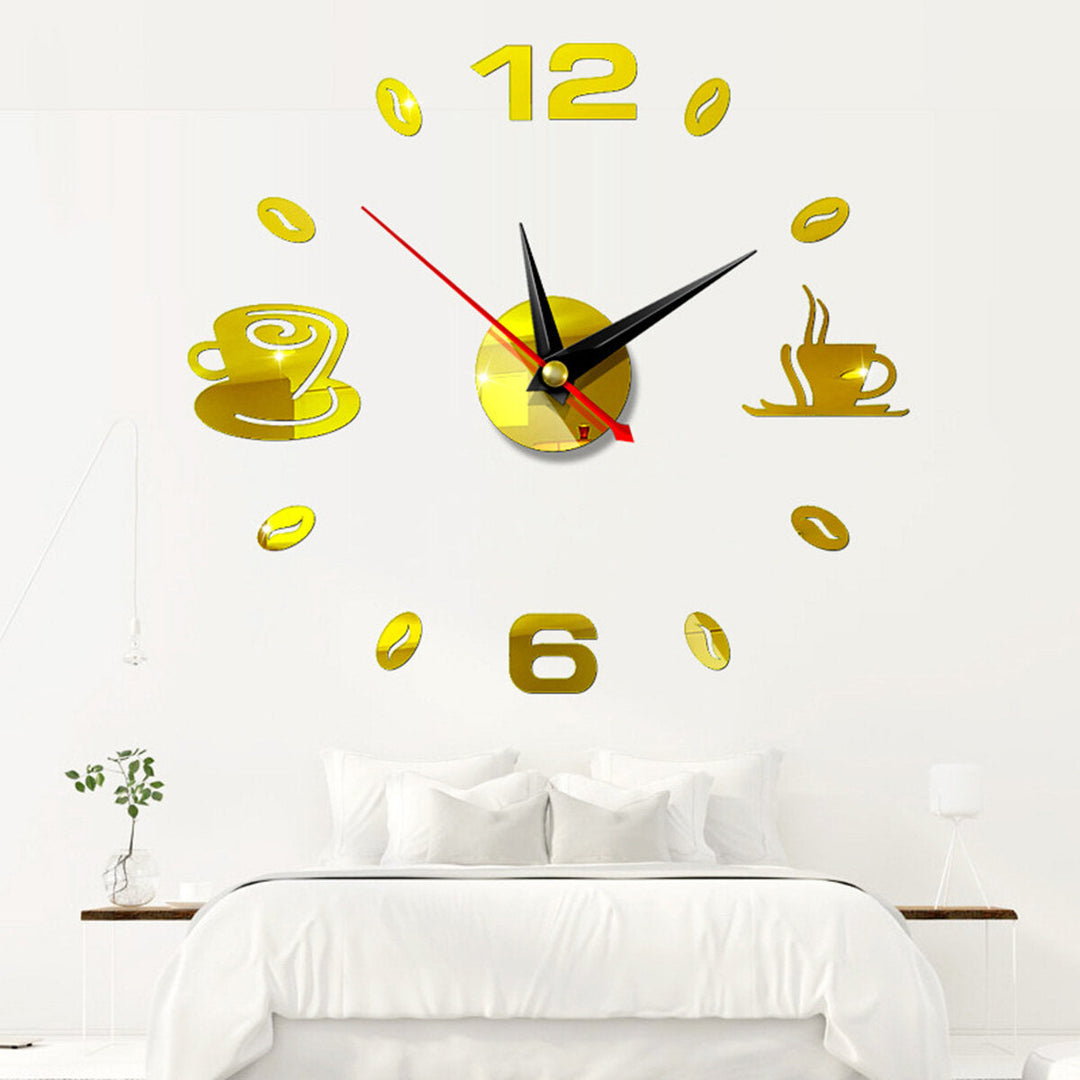 DIY Wall Clock Acrylic Mirror Sticker Self-Adhesive Home Decoration 3D Image 10