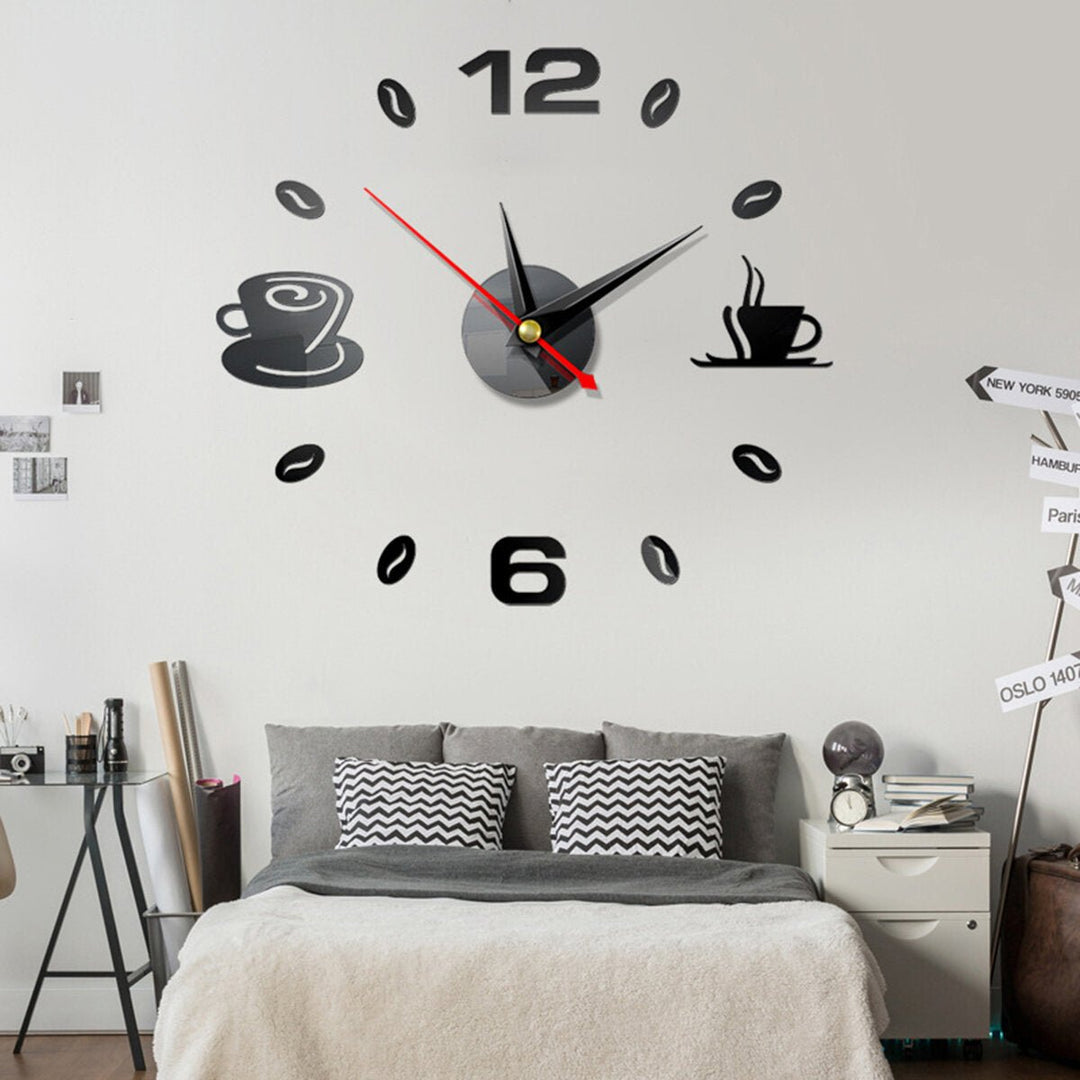 DIY Wall Clock Acrylic Mirror Sticker Self-Adhesive Home Decoration 3D Image 1