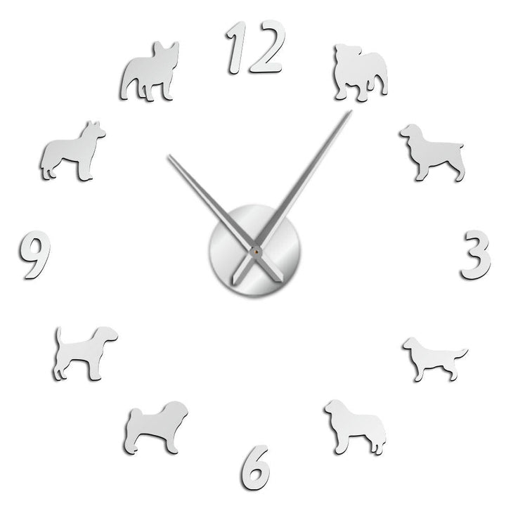 Dog Breeds Large Wall Clock Dog Lovers Pet Owners Giant Wall Clock Modern Design DIY Puppies Wall Watch Image 1