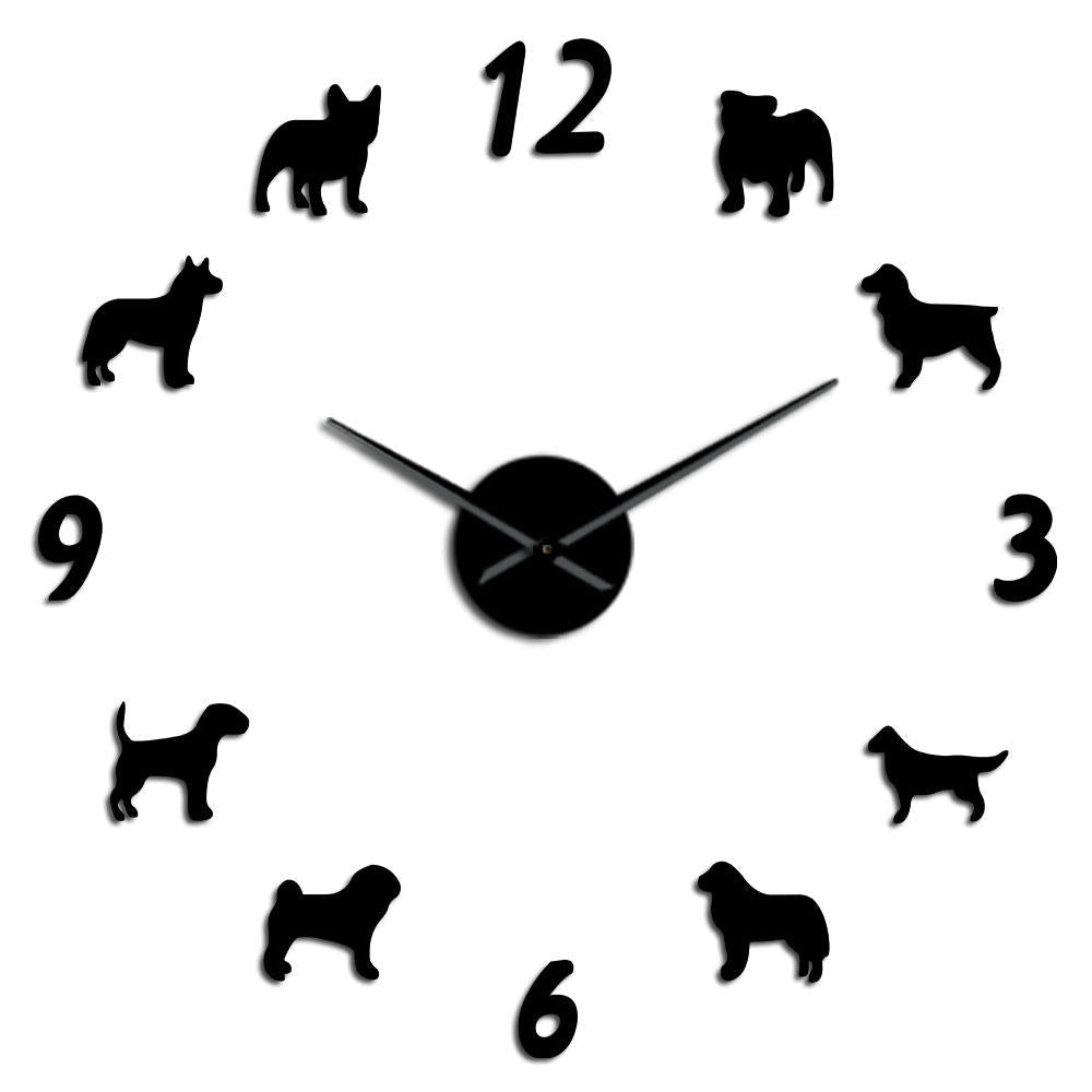 Dog Breeds Large Wall Clock Dog Lovers Pet Owners Giant Wall Clock Modern Design DIY Puppies Wall Watch Image 11