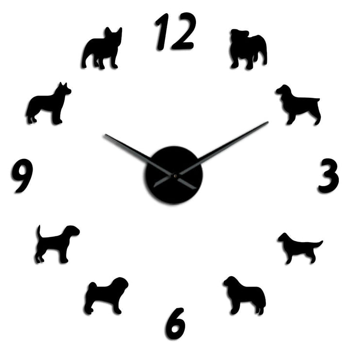 Dog Breeds Large Wall Clock Dog Lovers Pet Owners Giant Wall Clock Modern Design DIY Puppies Wall Watch Image 1