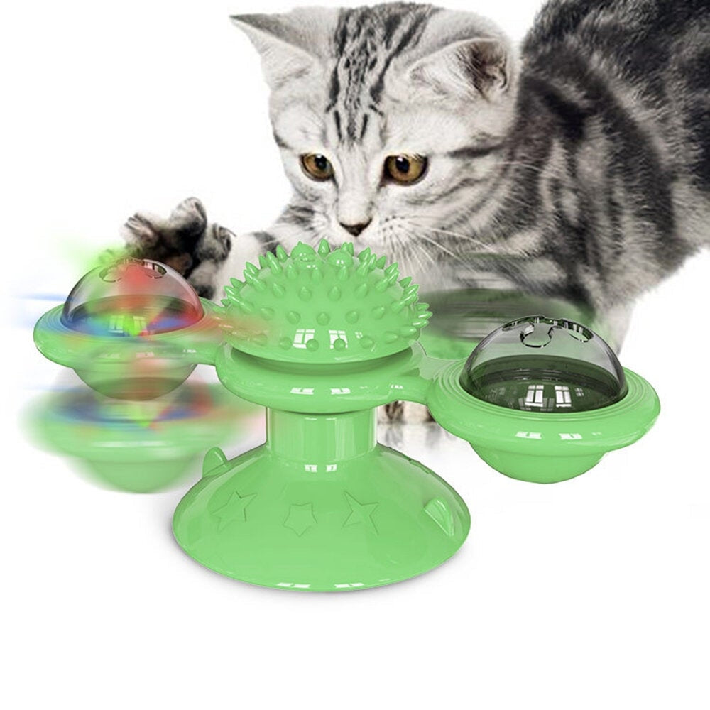 Dog Cat Food Ball Pet Toy Flip-Top Spinning Mill Scratch-Itch Toys Brush For Home Games Image 2