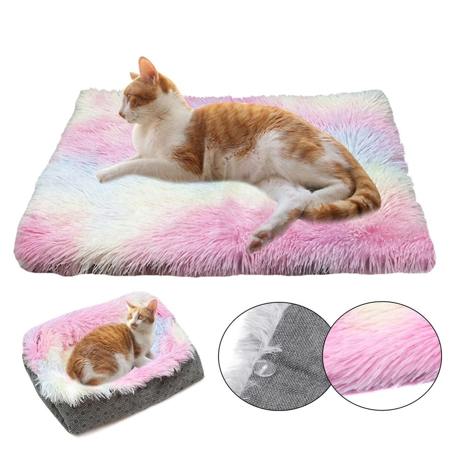 Dog Cat Long Plush Puppy Cushion Mat Soft Pet Bed Winter Warm Sleeping Bed for Dogs Kennel Portable Cat Supplies Image 1