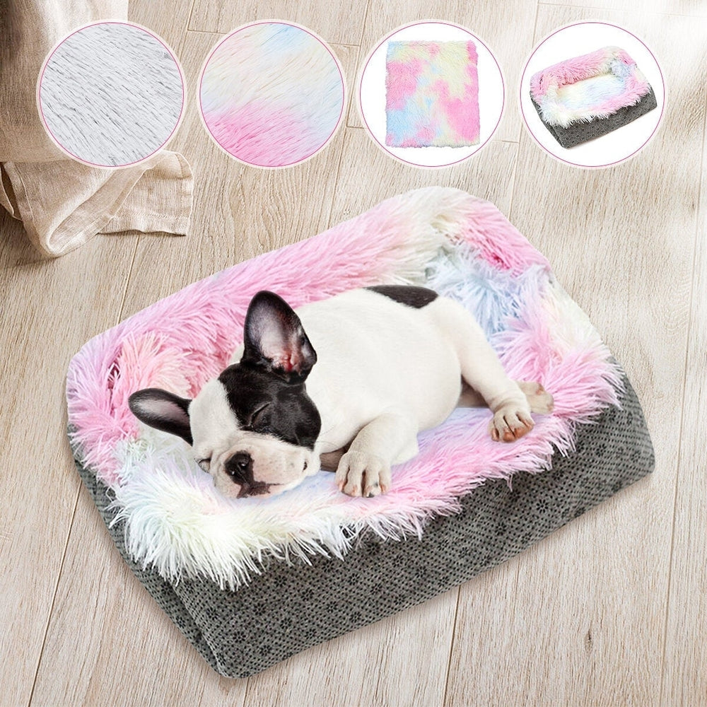 Dog Cat Long Plush Puppy Cushion Mat Soft Pet Bed Winter Warm Sleeping Bed for Dogs Kennel Portable Cat Supplies Image 2