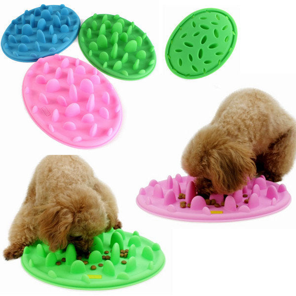 Dog Cat Slow Eating Feeder Anti Choke Pets Bowl Feed Dish Puppy Silicone Gulp Image 1