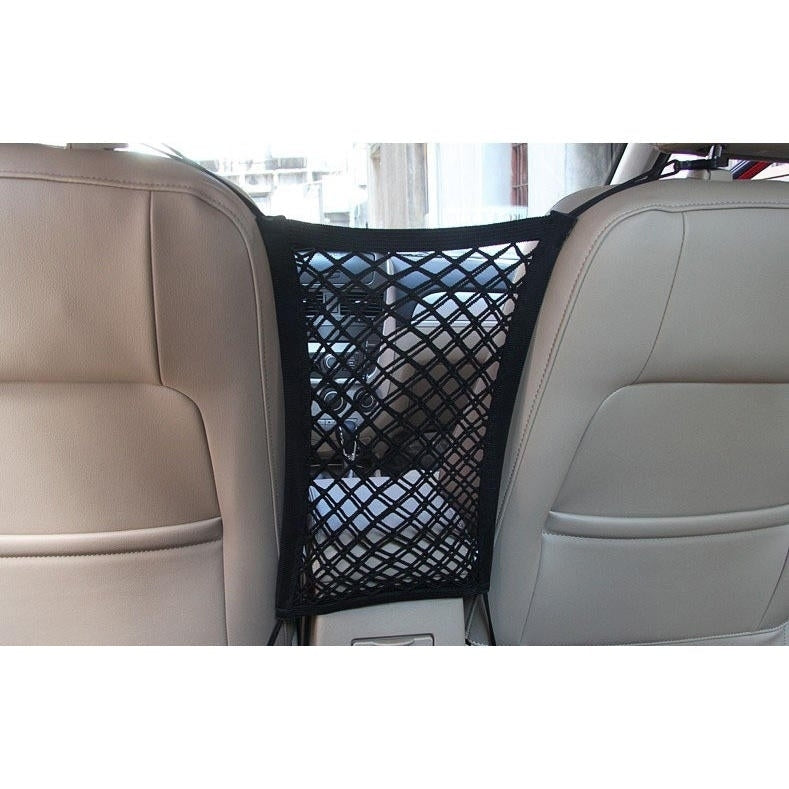 Dog Barrier with Storage Net for Back Seat Stretchable Seat Pet Barrier Car Pet Isolation Network Image 2