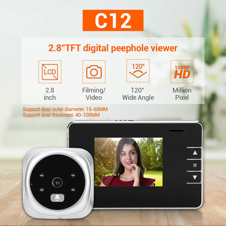 Door Viewer Video Peephole Camera 2.8" Monitor Digital Ring Doorbell Night Vision Video-eye Security Voice Record HD Image 5