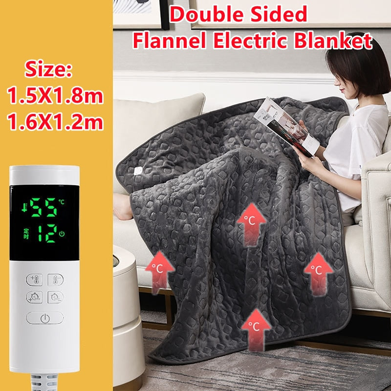 Double Electric Blanket Heated Warmer Timer Body Heater Mattress Winter Bed Warmer Automatic Temperature Control Pad Image 4