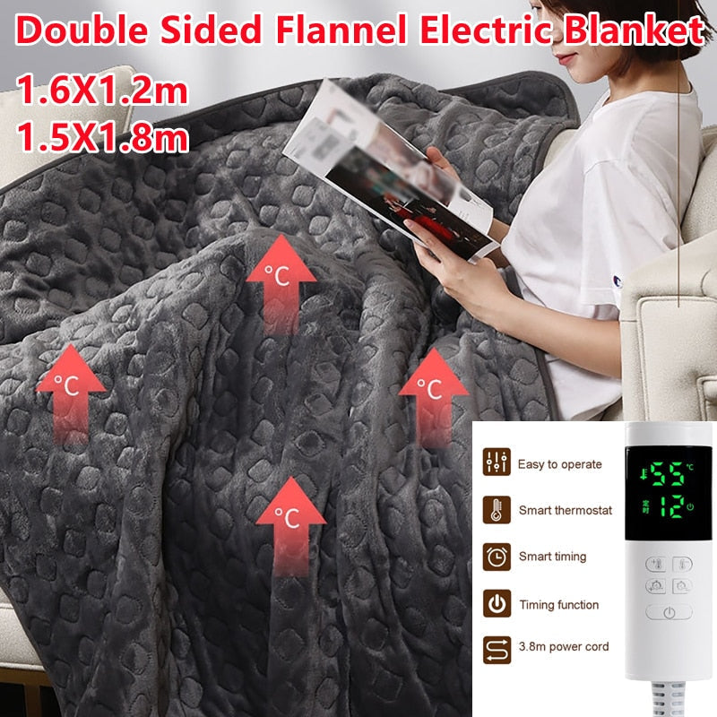 Double Electric Blanket Heated Warmer Timer Body Heater Mattress Winter Bed Warmer Automatic Temperature Control Pad Image 5