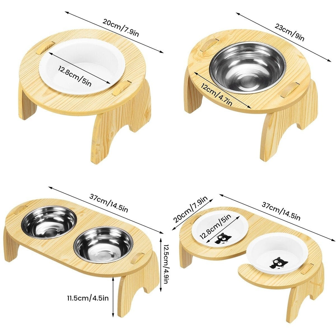 Double Elevated Pet Bowl Dog Cat Feeder Food 2 Kind of Materials Anti Slip Design Easy to Clean And Install Image 4