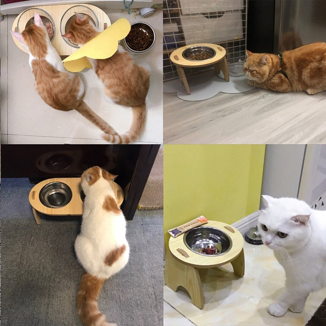 Double Elevated Pet Bowl Dog Cat Feeder Food 2 Kind of Materials Anti Slip Design Easy to Clean And Install Image 5