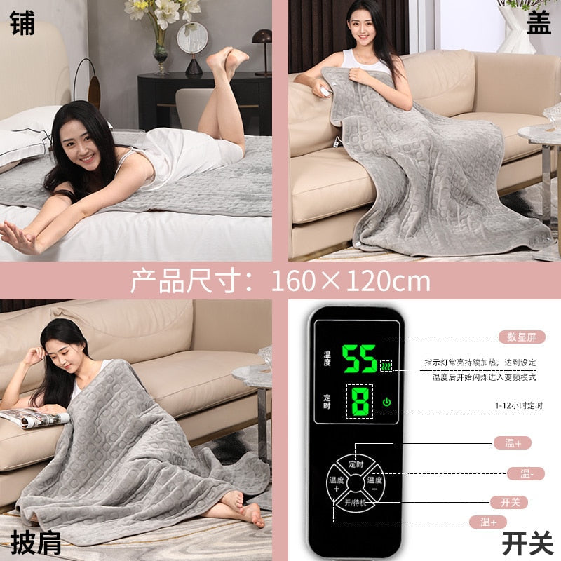 Double Electric Blanket Machine Washable One Seat Heating Blanket Thermal Cover Heated Bed Manta Termica Blanket Warmer Image 11